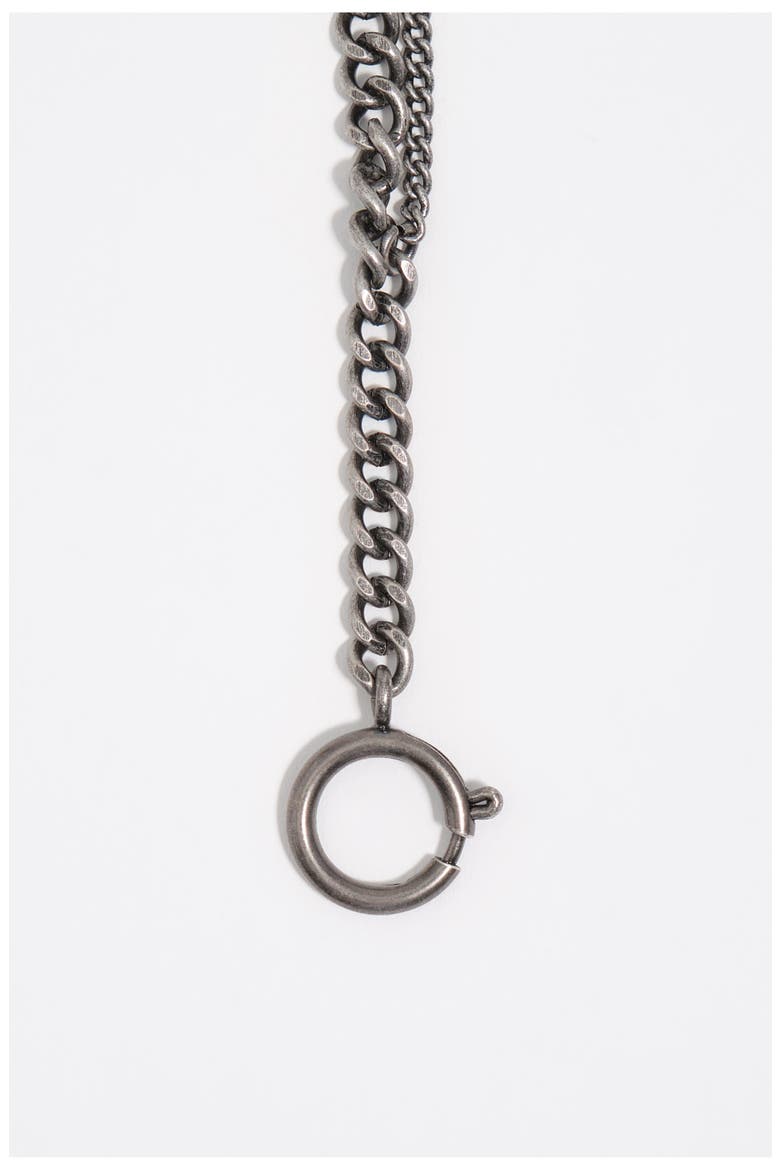 Aged Love Letter Necklace, Alternate, color, DARK SILVER