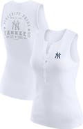 WEAR by Erin Andrews Women's WEAR by Erin Andrews White New York Yankees Rib-Knit Henley Tank Top