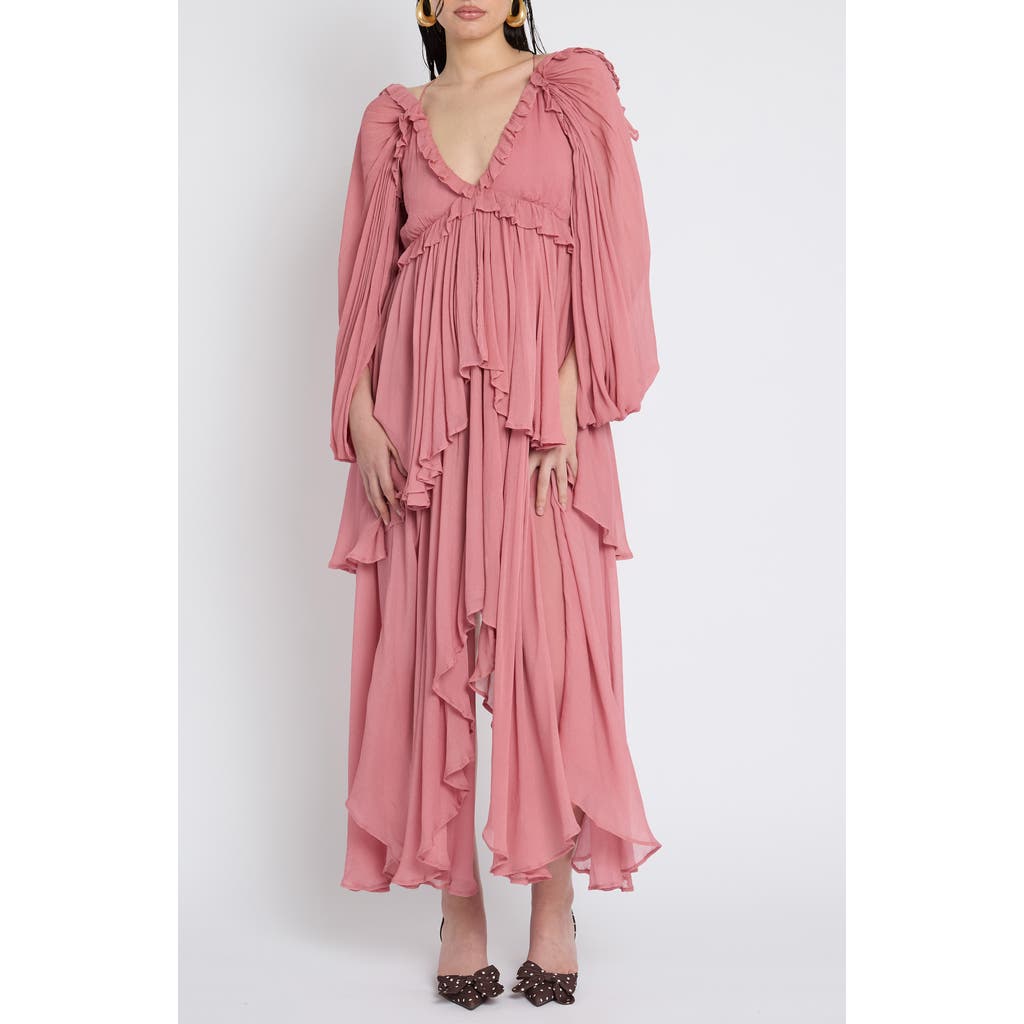 Muse Assembly Tiered Frill Maxi Dress In Rose