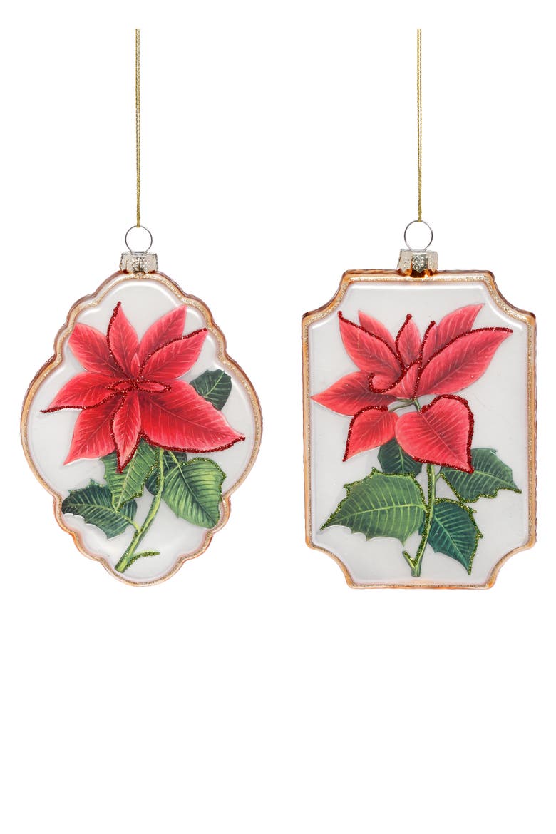 Poinsettia Framed Ornament,Set of 12, Main, color, Red