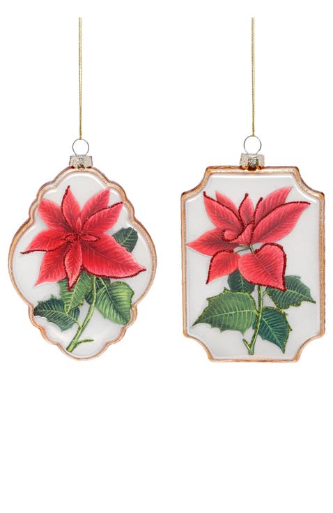 Poinsettia Framed Ornament,Set of 12
