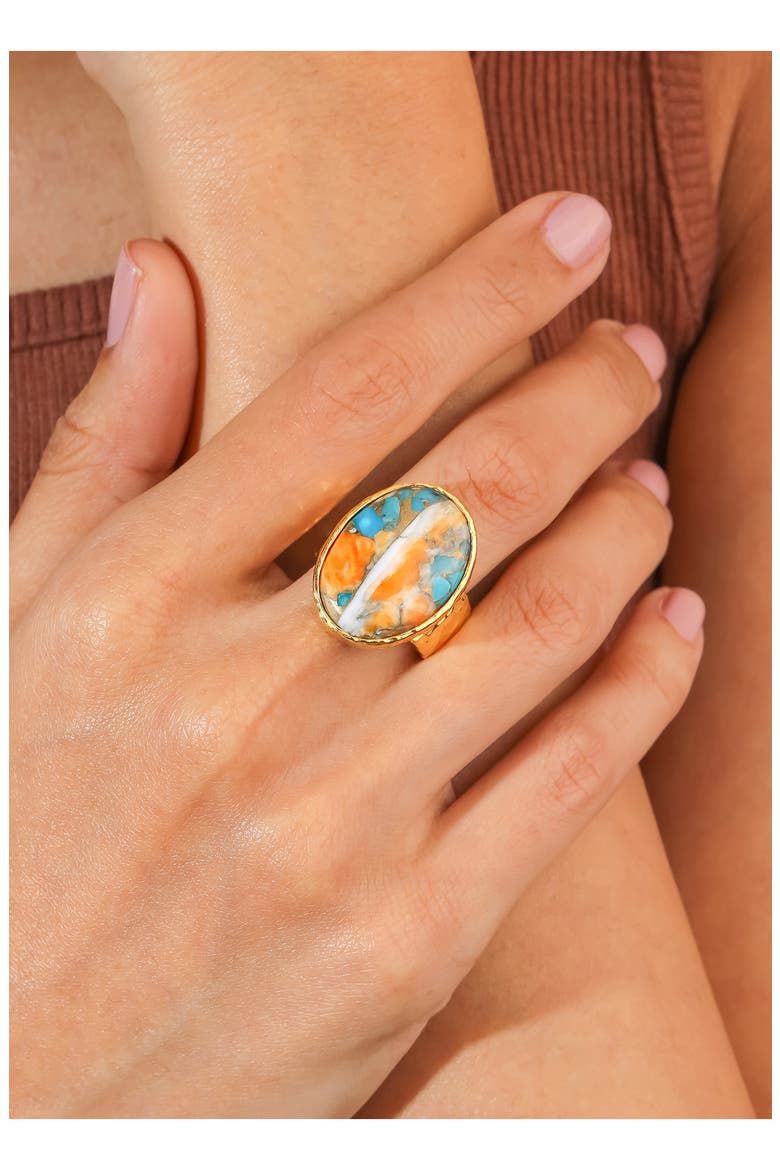 Oyster Turquoise Ring, Alternate, color, ORANGE