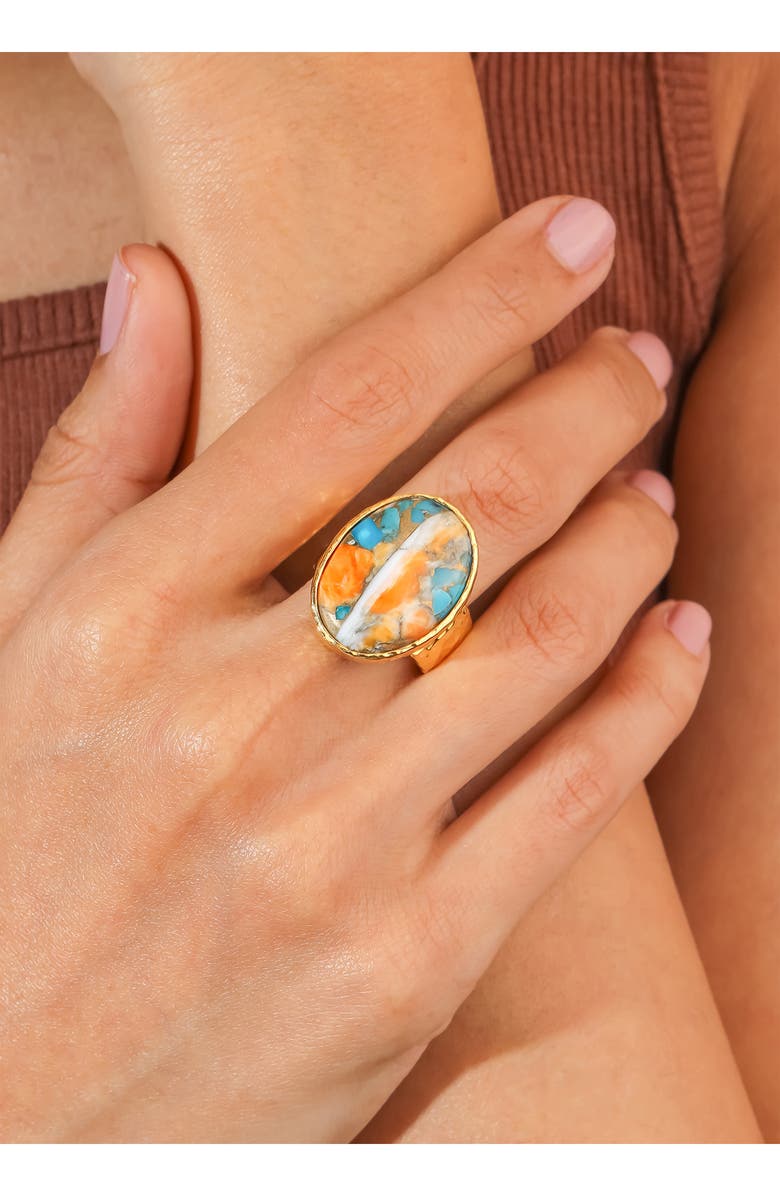 YS GEMS Oyster Turquoise Ring, Alternate, color, Orange
