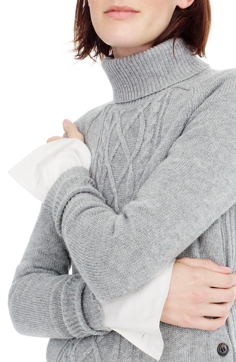 J.Crew Cable Knit Turtleneck Sweater Dress, Alternate, color,