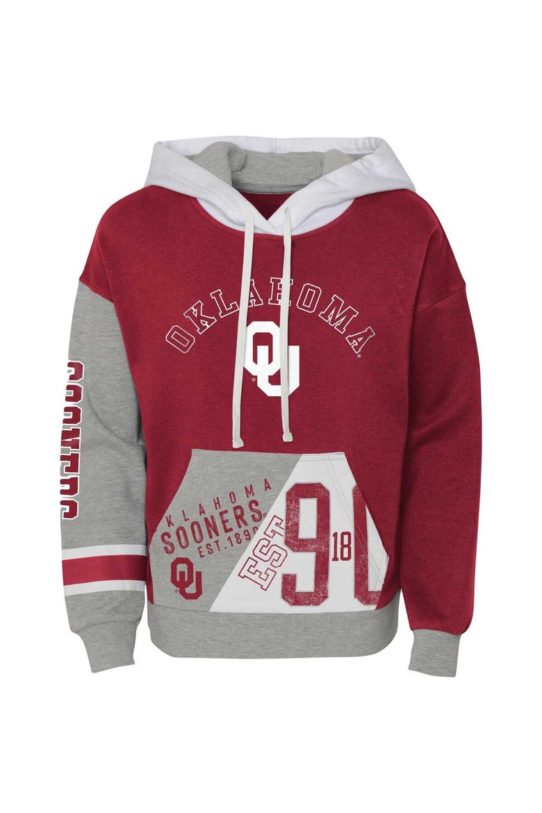Girls Youth Crimson Oklahoma Sooners True Fan Soft Fleece Pullover Hoodie, Alternate, color, Crimson