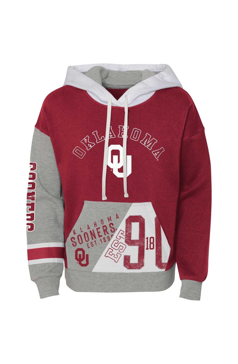 Outerstuff Girls Youth Crimson Oklahoma Sooners True Fan Soft Fleece Pullover Hoodie, Alternate, color, Crimson