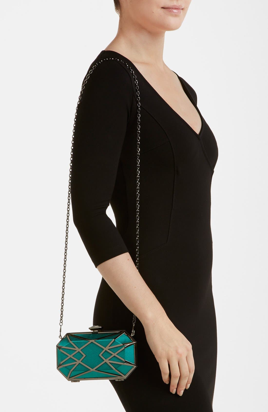 Metal Clutch, Alternate, color, EMERALD/ GUNMETAL