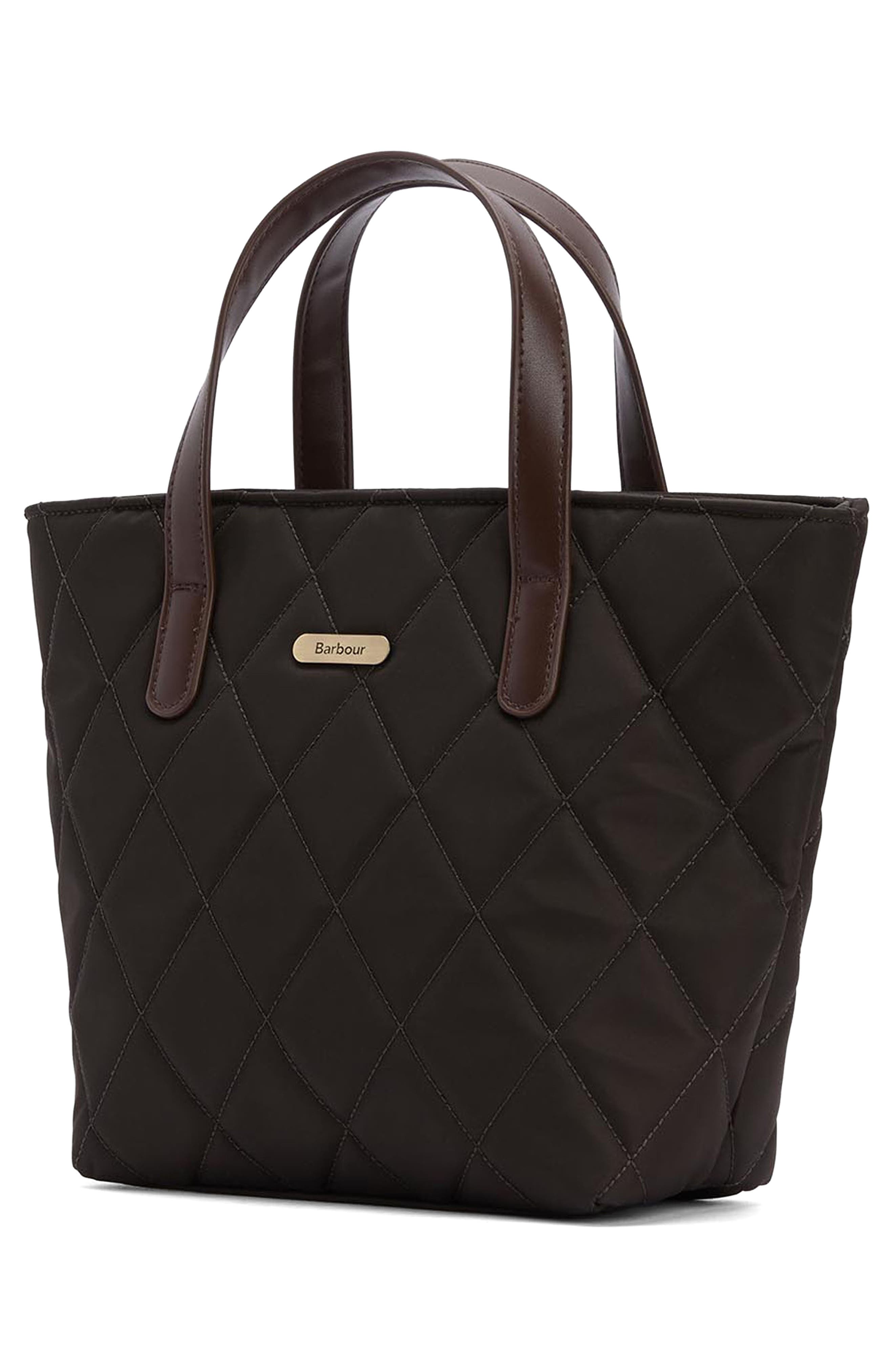 Barbour Mini Quilted Nylon Tote, Alternate, color, Olive