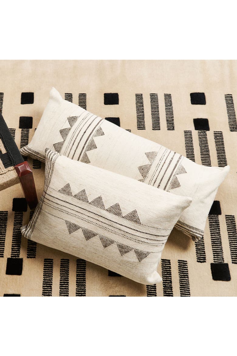 Kora White And Black Artisanal Handwoven Pillow - Cover Only, Alternate, color, Small - Cover Only