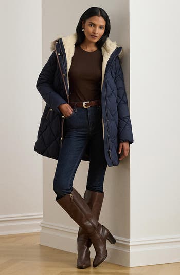 Faux Fur Trim Hooded Puffer Jacket