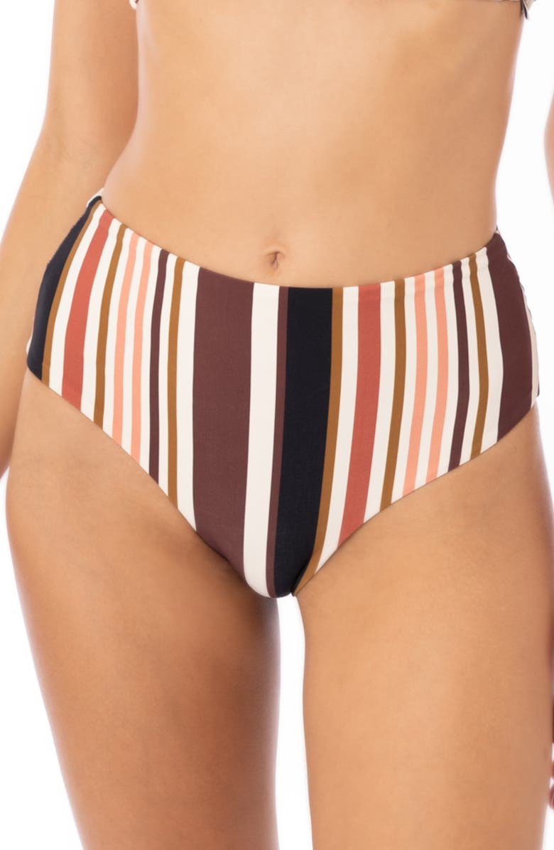 Maaji Burgundy Barcode Reversible Bikini Bottoms, Main, color,