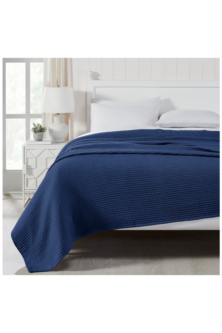 Cotton Waffle Blanket, Alternate, color, NAVY