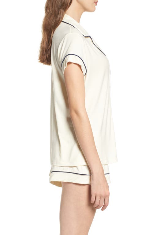 Shop Eberjey Gisele Jersey Knit Shorty Pajamas In Ivory/navy