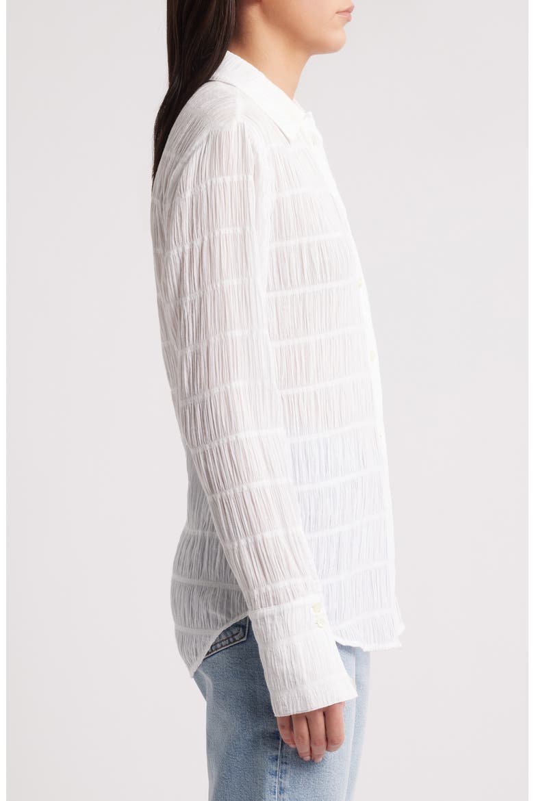 The Smocked Button-Up Shirt, Alternate, color, WHITE