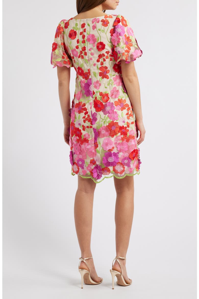 Floral Embroidered Puff Sleeve Cocktail Dress (Women) | Nordstrom