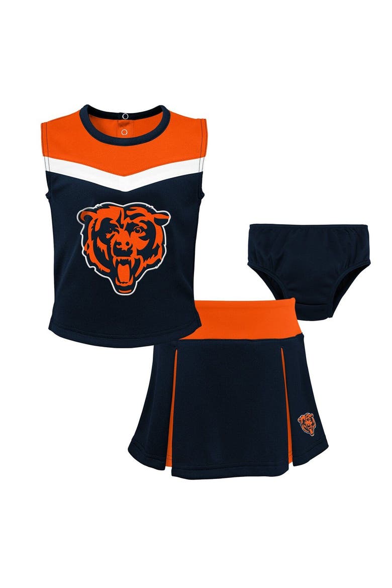 Girls Toddler Navy Chicago Bears Spirit Cheer Three-Piece Cheerleader Set, Main, color, Navy