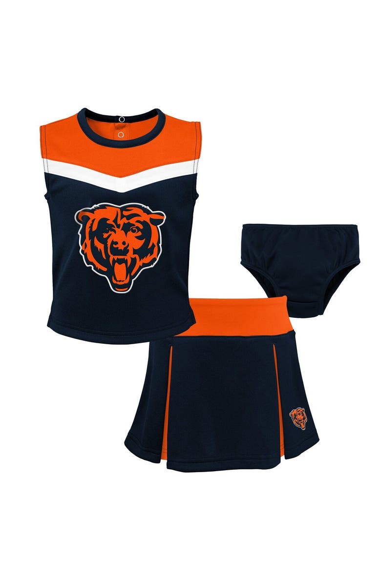 Outerstuff Girls Toddler Navy Chicago Bears Spirit Cheer Three-Piece Cheerleader Set, Main, color, Navy