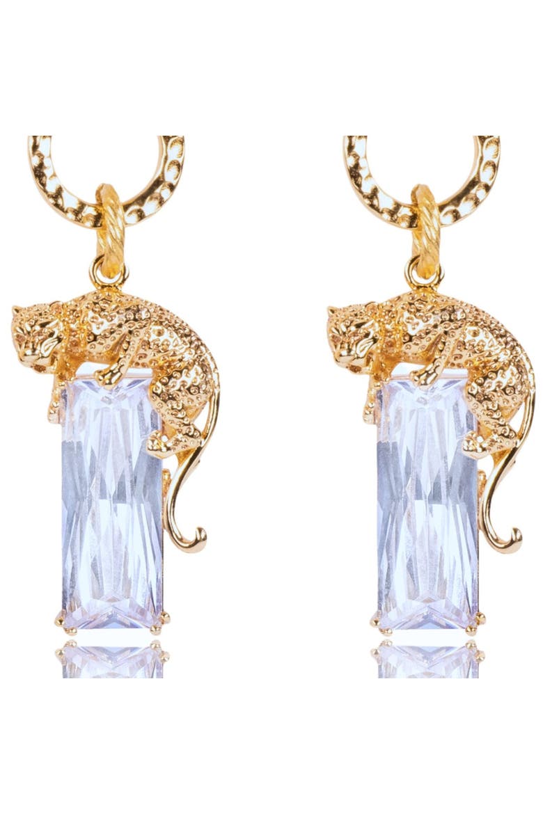Spirit Animal Jaguar Earrings, Alternate, color, Gold/clear