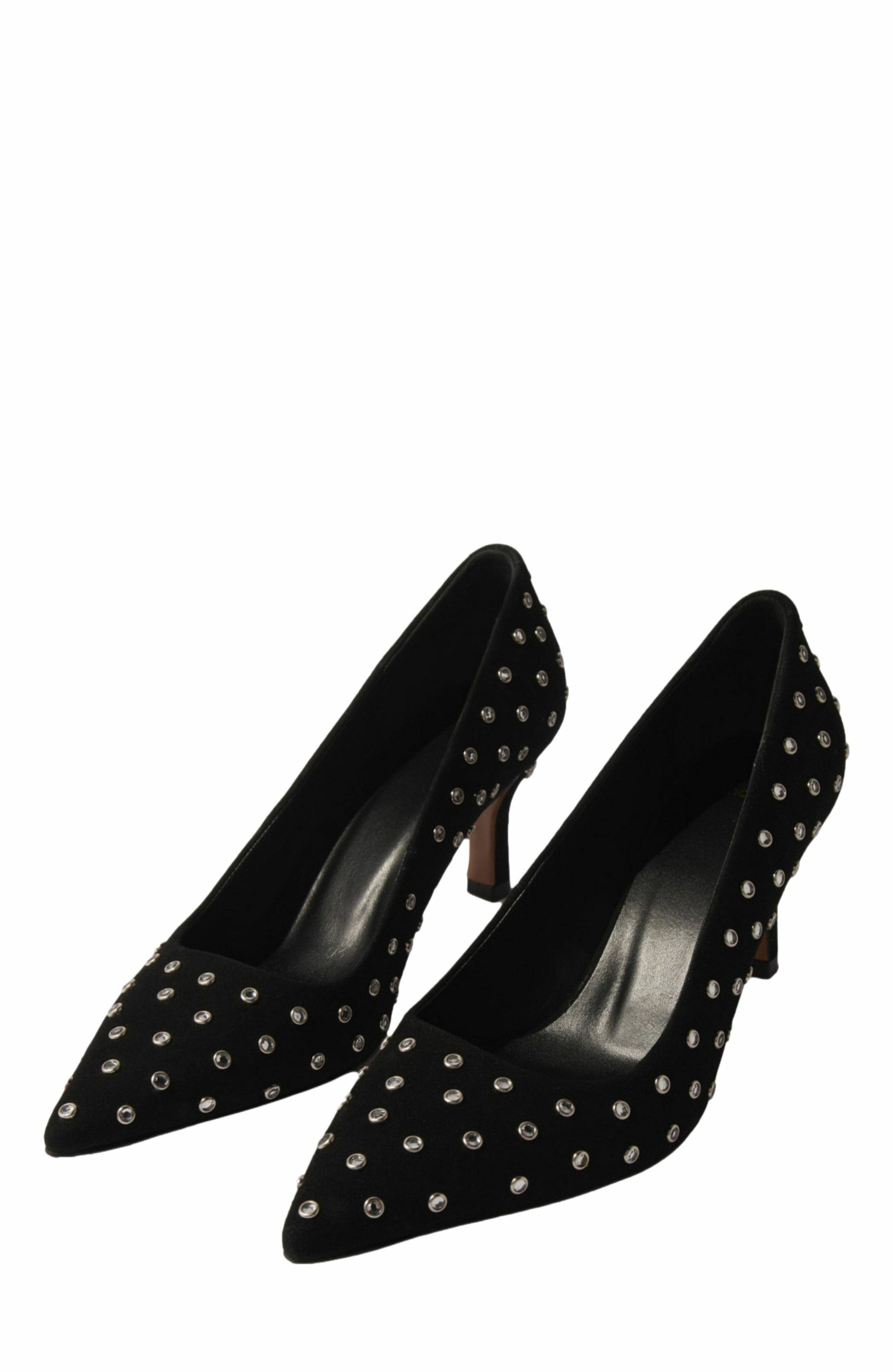 maje Rhinestone pumps with pointed toes, Alternate, color, Black