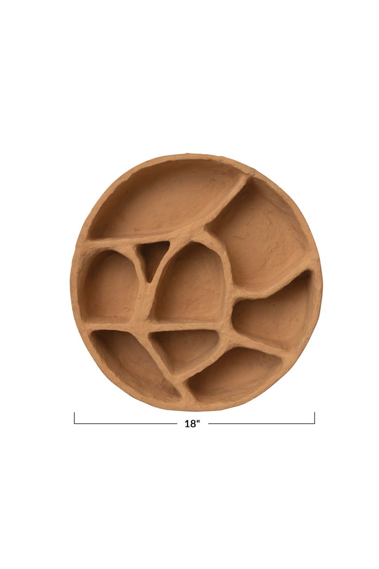 Round Paper Mache Wall Shelf with Multiple Sections, Alternate, color, Orange