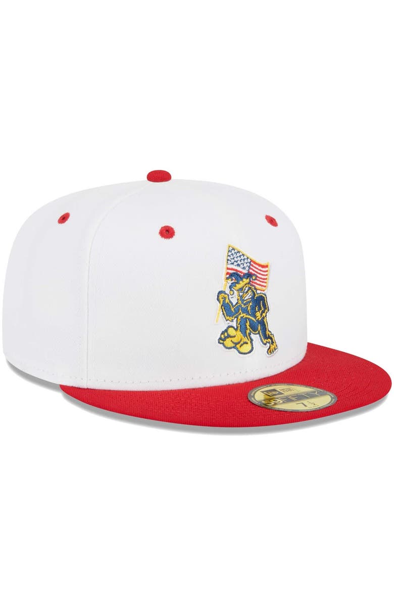 New Era Men's New Era White Eugene Emeralds Theme Nights Pranksters  59FIFTY Fitted Hat, Alternate, color, White