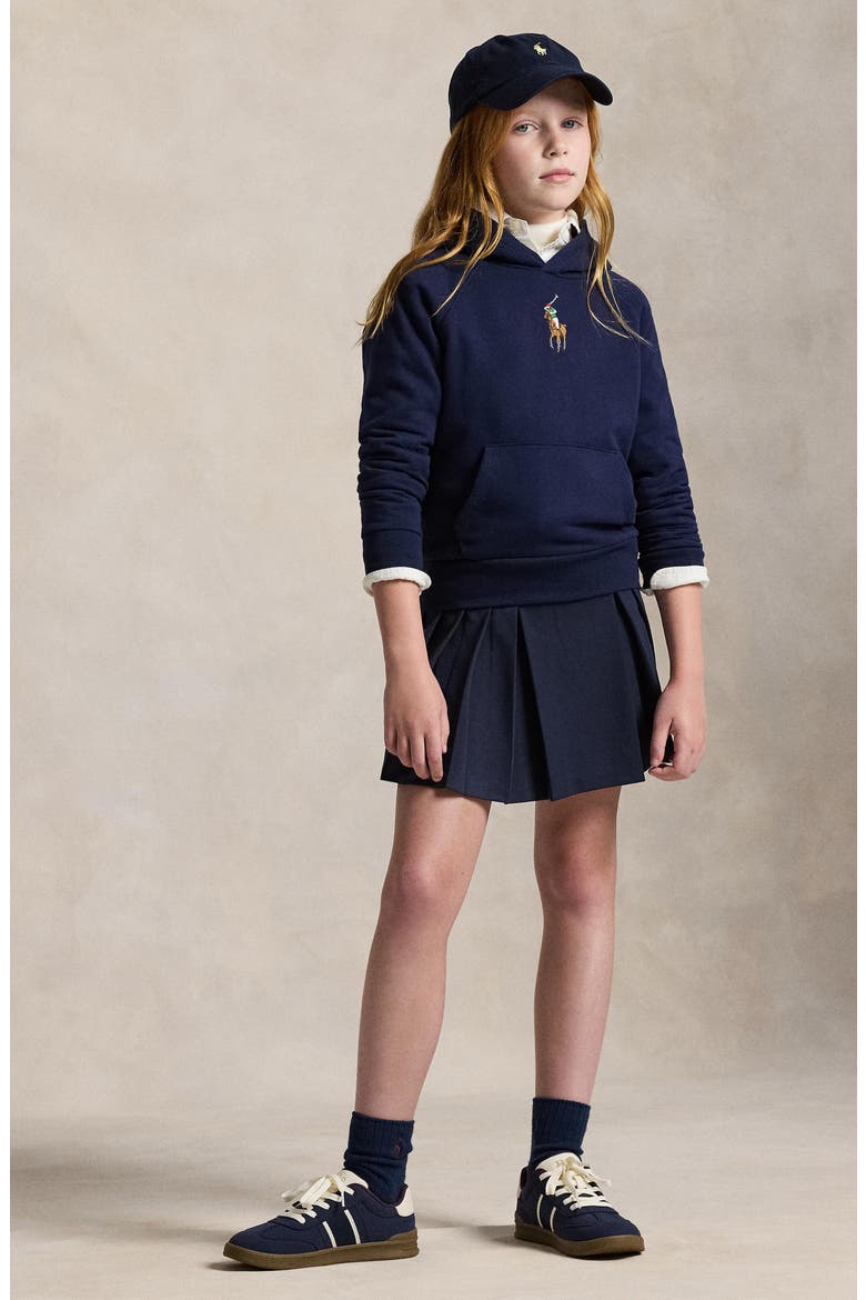 Kids' Pleated Ponte Skort, Alternate, color, NAVY