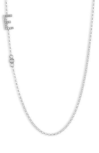Meshmerise Bezel Diamond Initial Chain Necklace In Silver