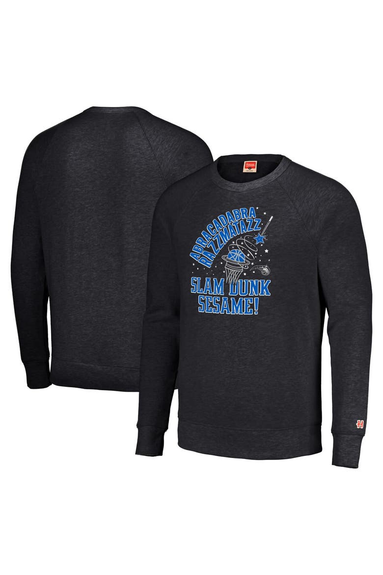 Unisex Homage  Charcoal Orlando Magic Slam Dunk Sesame Tri-Blend Crew Raglan Pullover Sweatshirt, Main, color, Charcoal