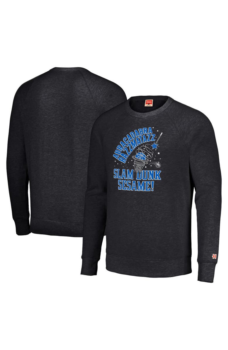 Homage Unisex Homage Charcoal Orlando Magic Slam Dunk Sesame Tri-Blend Crew Raglan Pullover Sweatshirt, Main, color, Charcoal