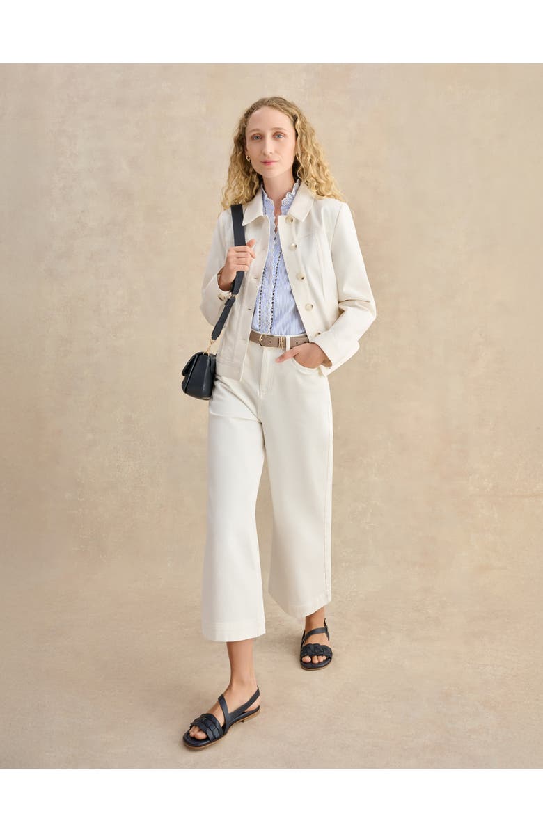 HOBBS LONDON Selborne Tailored Cropped Denim Jacket, Alternate, color, Milky White