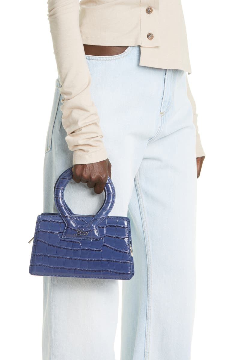 Luar Ana Mini Croc Embossed Leather Top Handle Bag, Alternate, color,