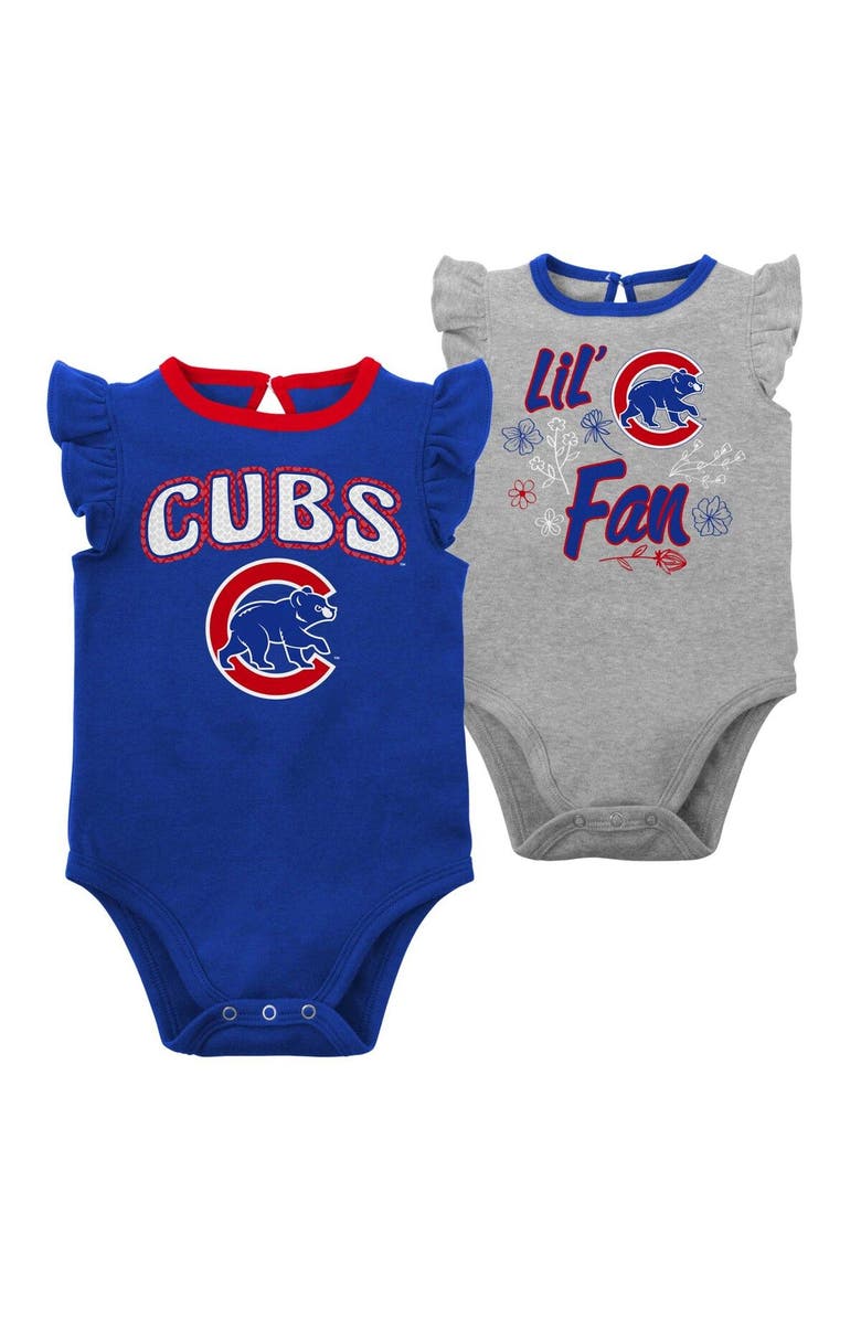 Outerstuff Girls Newborn & Infant Royal/Heather Gray Chicago Cubs Little Fan Two-Pack Bodysuit Set, Main, color, Royal