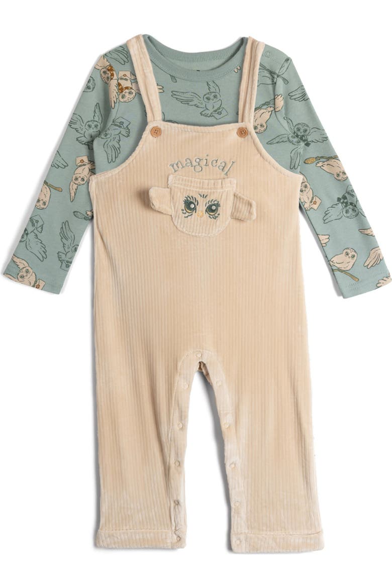 Hedwig 2-Piece Overalls and T-Shirt Set, Main, color, Jadeite Cream Hedwig