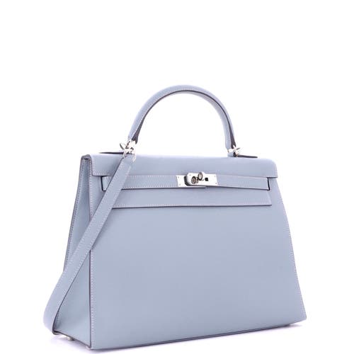 Pre-owned Hermes Hermes Kelly Handbag Blue Epsom With Palladium Hardware 32