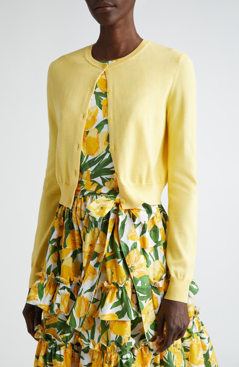 Carolina Herrera Silk & Cotton Cardigan, Alternate, color, 