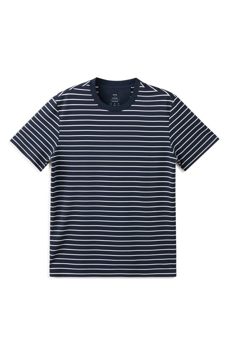 MANGO Slim Fit Coolmax<sup>®</sup> Stripe T-Shirt, Alternate, color, Navy