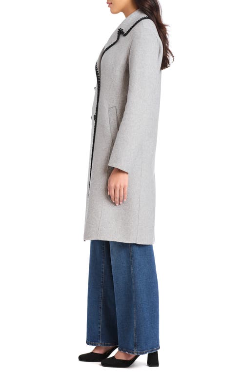 Kate Spade New York Embroidered Double Breasted Top Coat In Gray