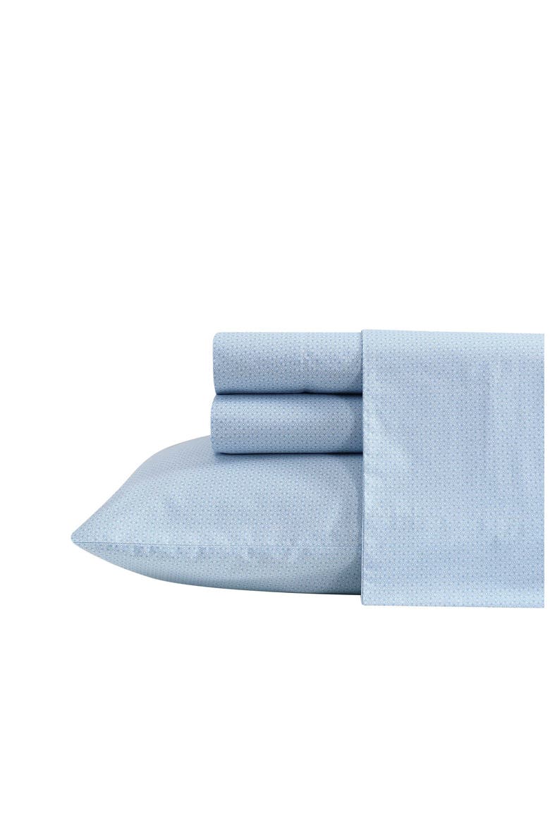 Geo Floral 200 Thread Count Cotton Percale Sheet Set, Main, color, BLUE GEO FLORAL