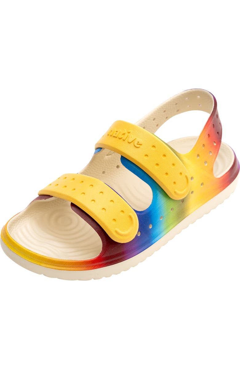 Native Shoes Kids' Chase Print Slingback Sandal, Main, color, White/ Yellow/ Rainbow