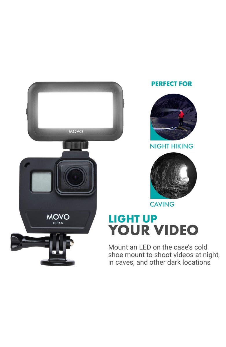 MOVO GPR-5 Media Housing Case Compatible with GoPro HERO5, HERO6, HERO7, Alternate, color, Black