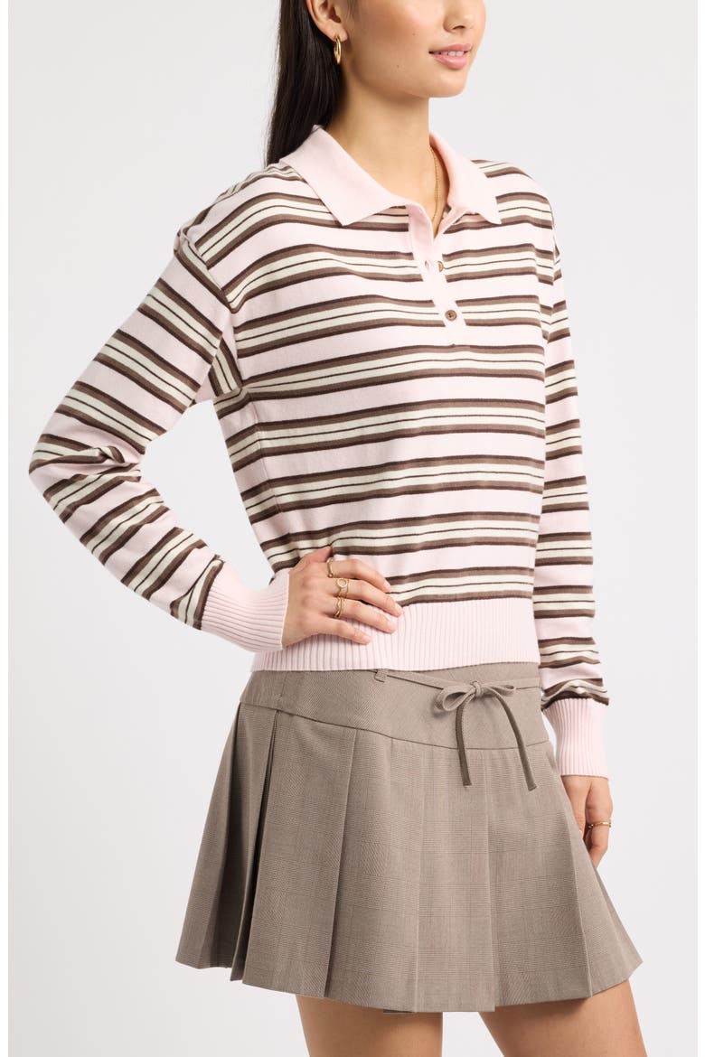 Striped Polo Sweater, Alternate, color, PINK D- IVORY HANNAH STRIPE