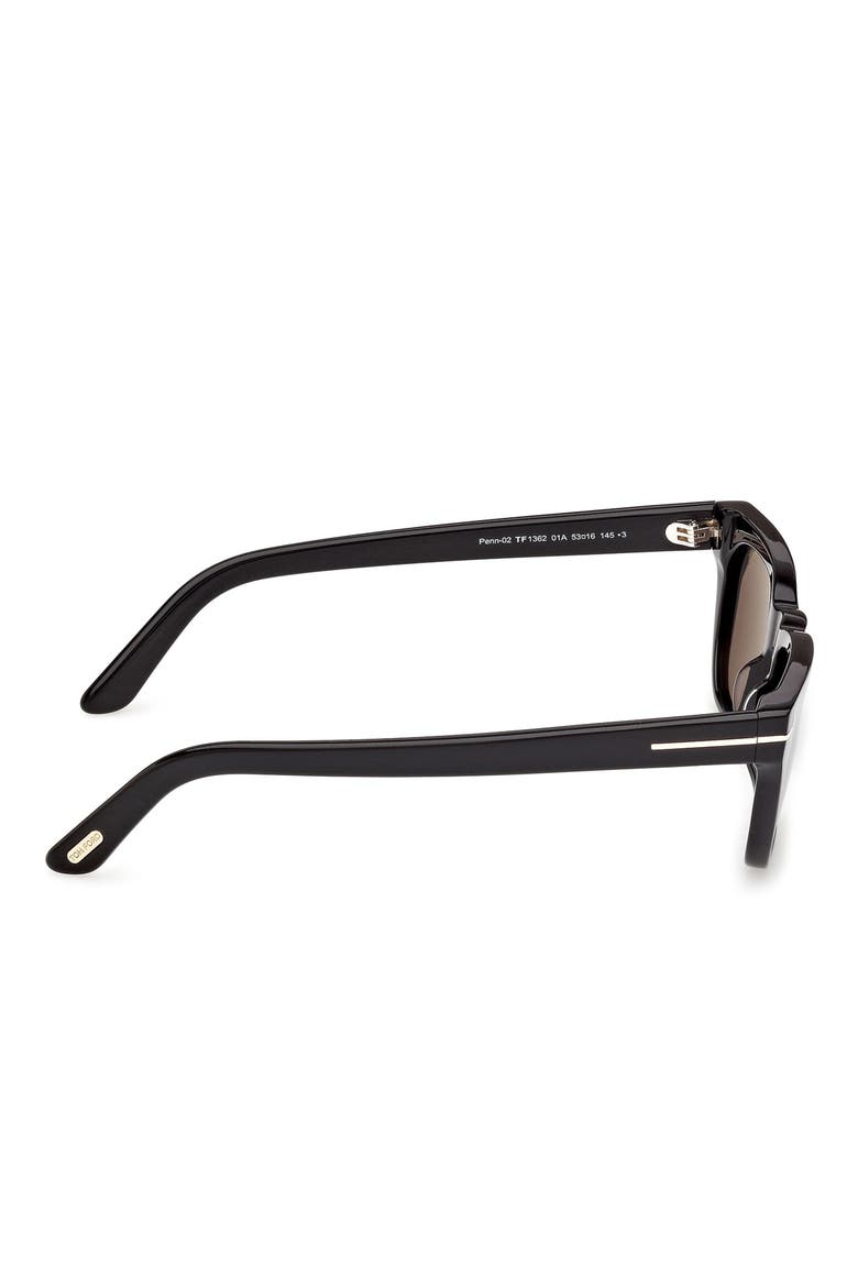 Penn 53mm Rectangular Sunglasses, Alternate, color, SHINY BLACK / BLUE LENS