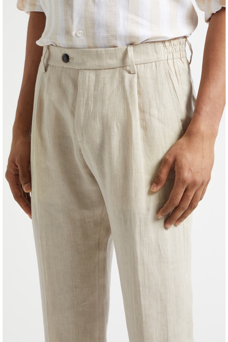 Pleated Tapered Linen Pants, Alternate, color, 02NN SAND