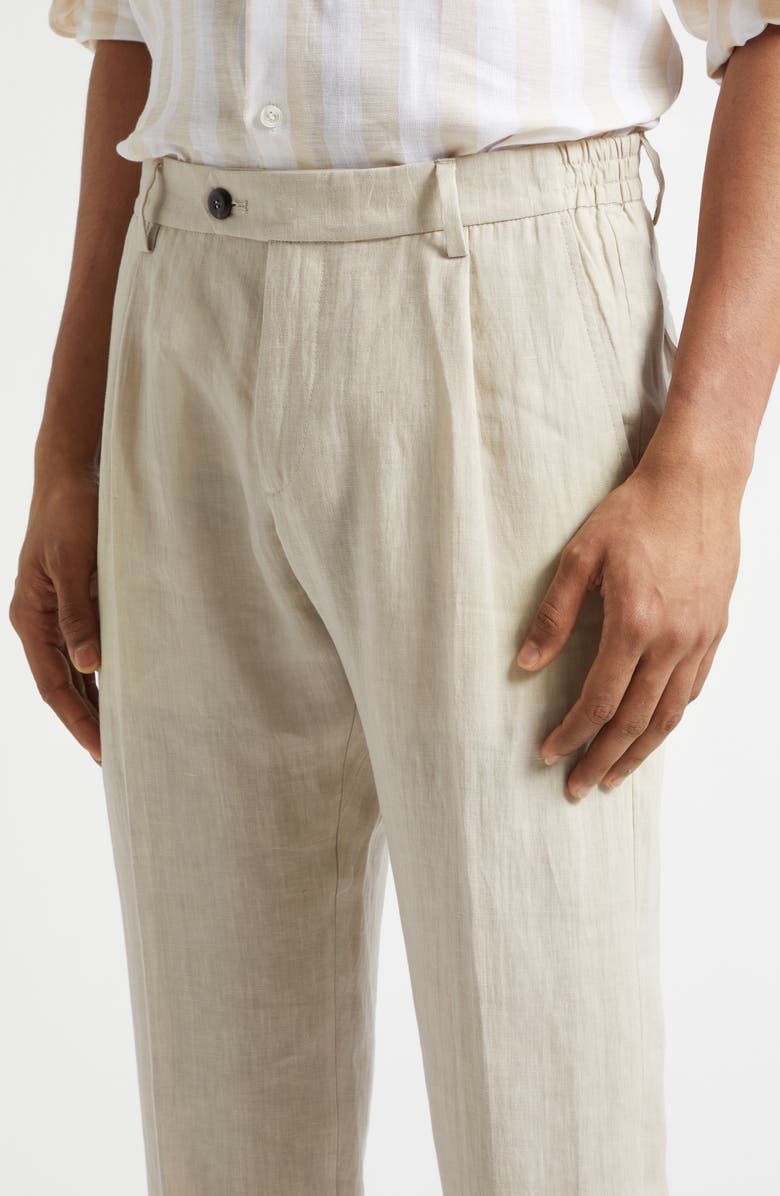 Eleventy Pleated Tapered Linen Pants, Alternate, color, 02Nn Sand