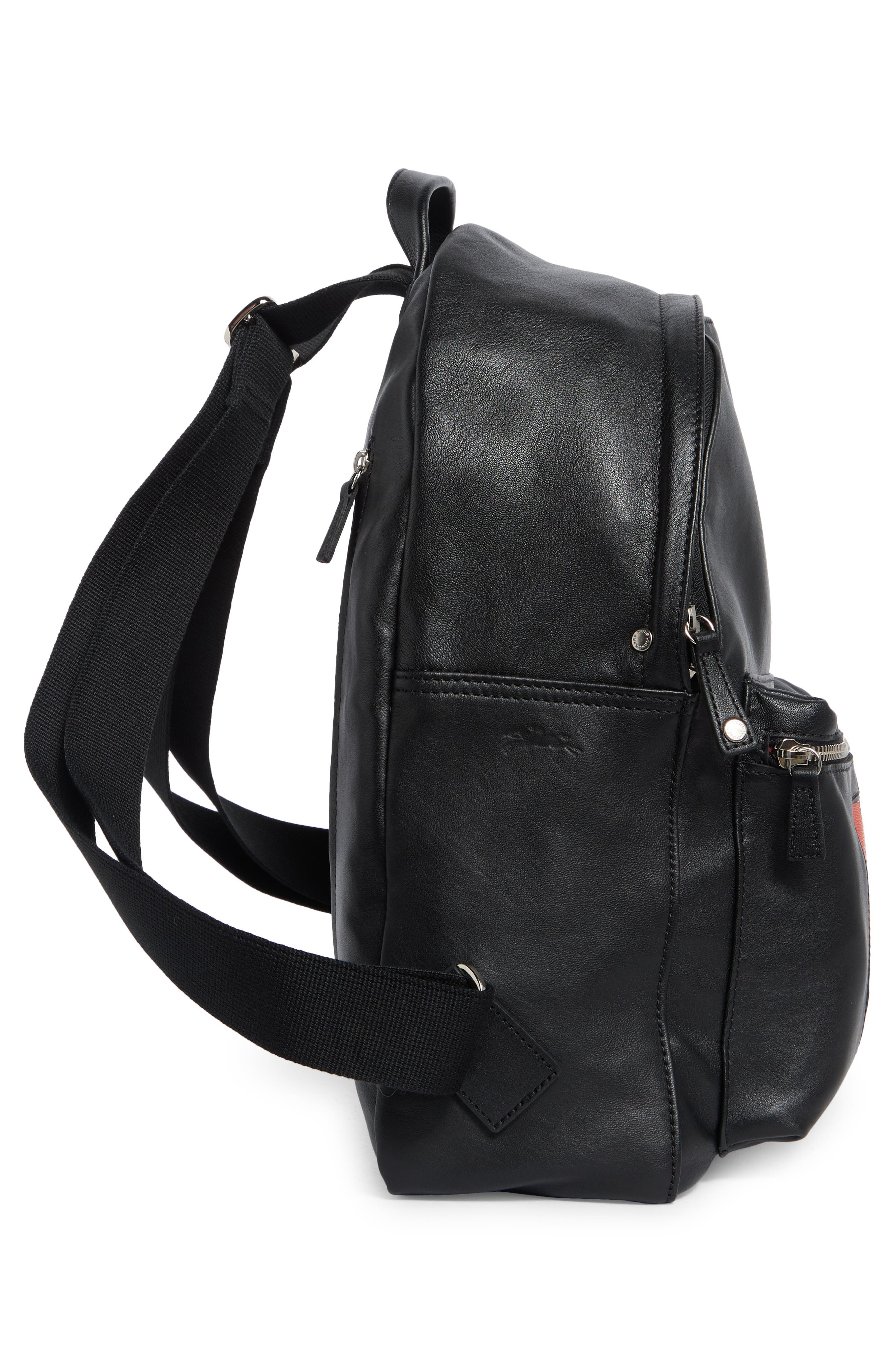 Longchamp Patchwork Leather Backpack, Alternate, color, Black