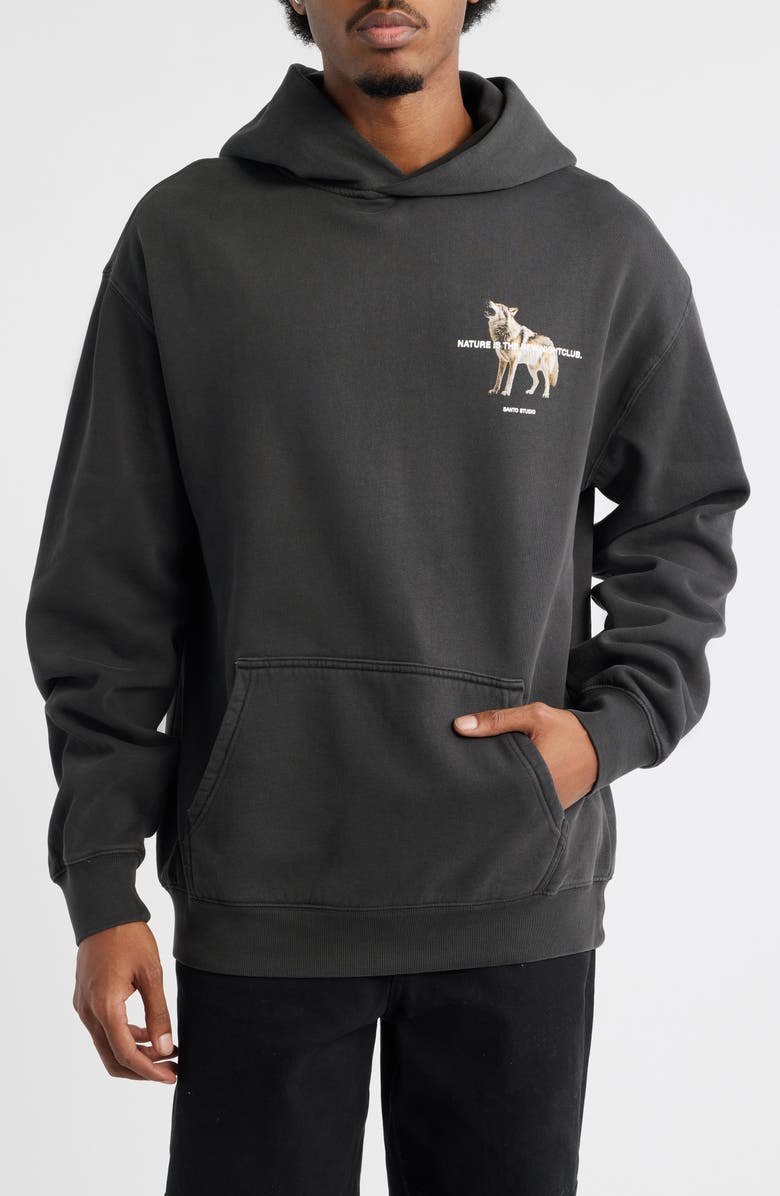 SANTO STUDIO Wolf Night Club Graphic Hoodie, Main, color, 