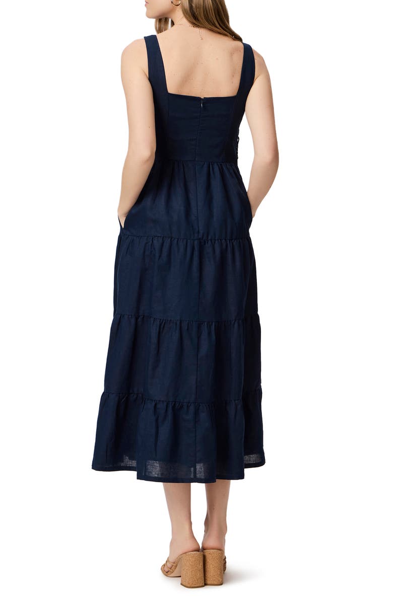 PAIGE Ophella Sleeveless Linen & Cotton Sundress, Alternate, color, Navy