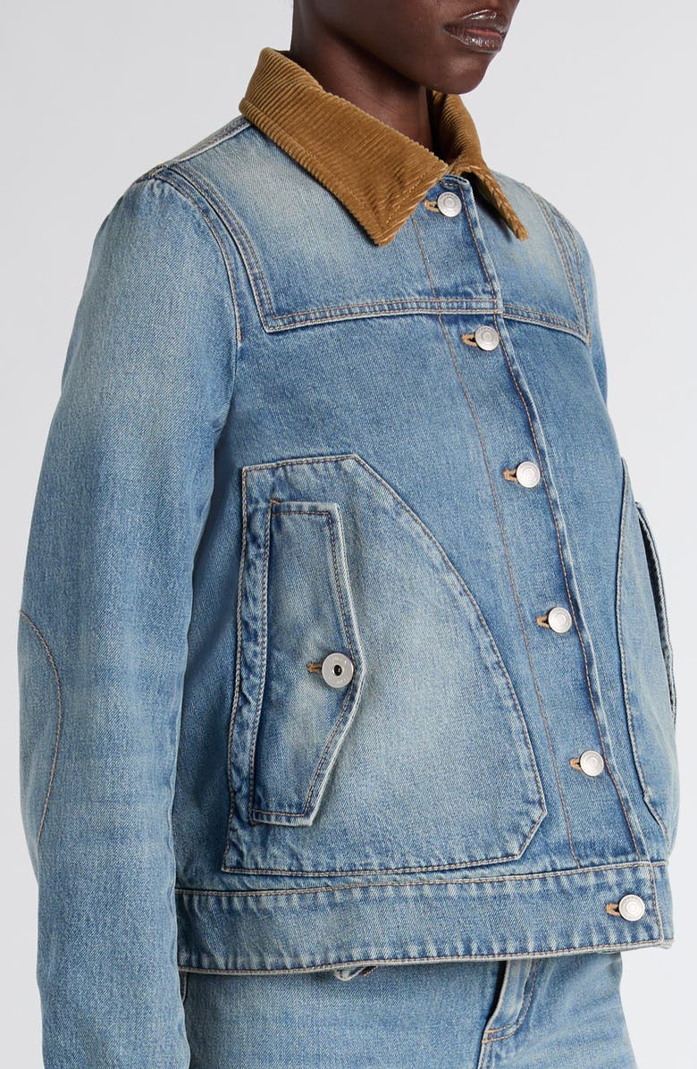 McQueen Boxy Denim Jacket, Alternate, color, Royal