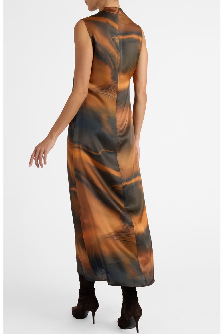 Nicole Sleeveless Midi Shift Dress in Printed Silk Charmeuse, Alternate, color, BLACK HAZELWOOD