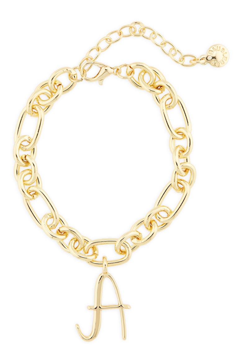 Initial Charm Chain Braclet, Main, color, GOLD A